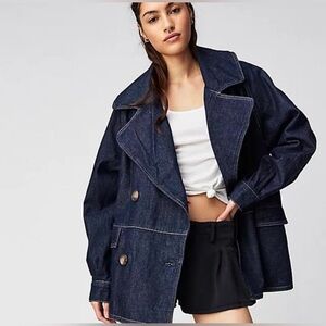 Free People Denim Car Coat